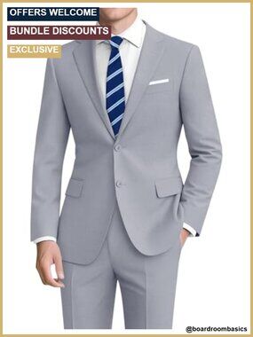Men's Slim Fit 4-Way Stretch Suit 2-Piece Jacket & Pants Regular Short Tall